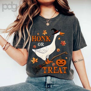 Honk or Treat Halloween Goose Shirt, Funny Goose Witchy Halloween Shirt, Spooky Goose Shirt, Funny Halloween Shirt, Spooky Vibes Shirt
