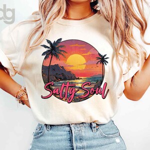 Comfort Colors Summer Salty Soul Shirt, Aesthetic Summer Shirt, Trendy Summer Shirt, Retro Summer Vacation Shirt, Beach vibes Shirt
