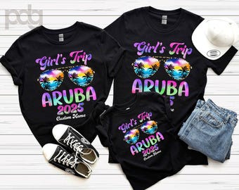 Summer Holiday Girls Trip 2025 Shirt, Custom Girls Trip 2025, Summer Beach Weekend Vacation Women, 2025 Aruba Shirt, Family Matching Shirt