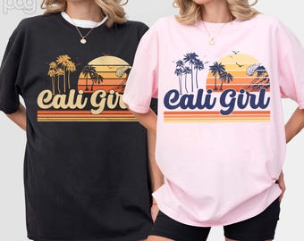 Cali Girl Vintage jaren 70 T-shirt: California Beach Summer Retro T-shirt