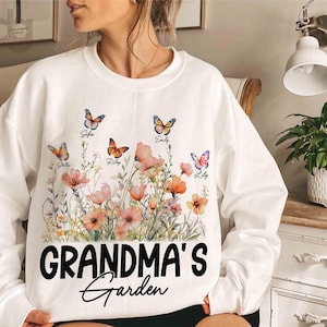 Personalized Grandma&#39;s Garden Shirt, Flowers Butterfly With Kids Names, Personalized Mom Shirt, Mother&#39;s Day Gift, Personalized Family