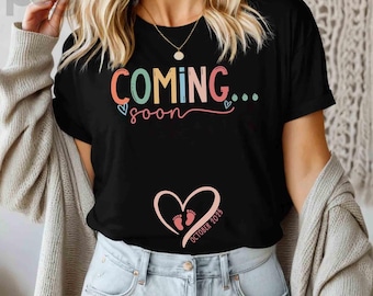 Retro Coming Soon Zwangerschapsaankondigingsshirt, mom-to-be T-shirt