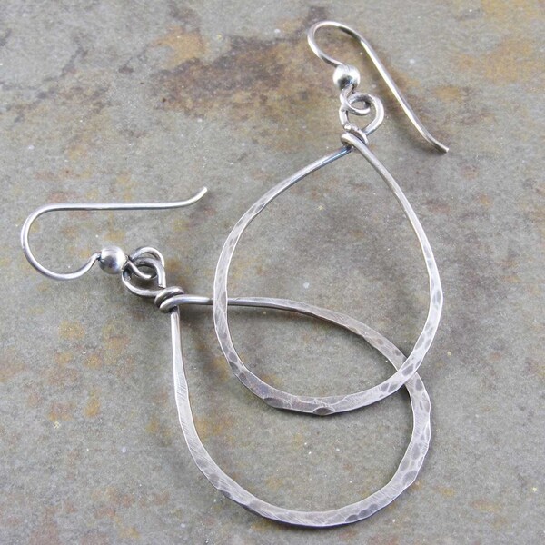 Organic Teardrop Sterling Silver Earrings