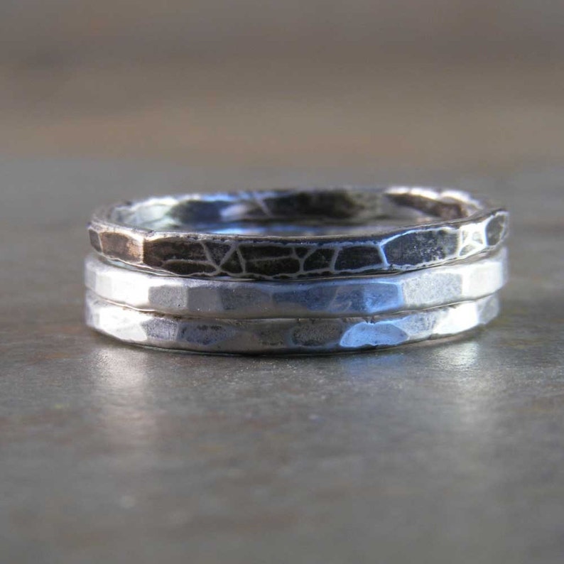 Fine Silver Stack Ring Set | Etsy