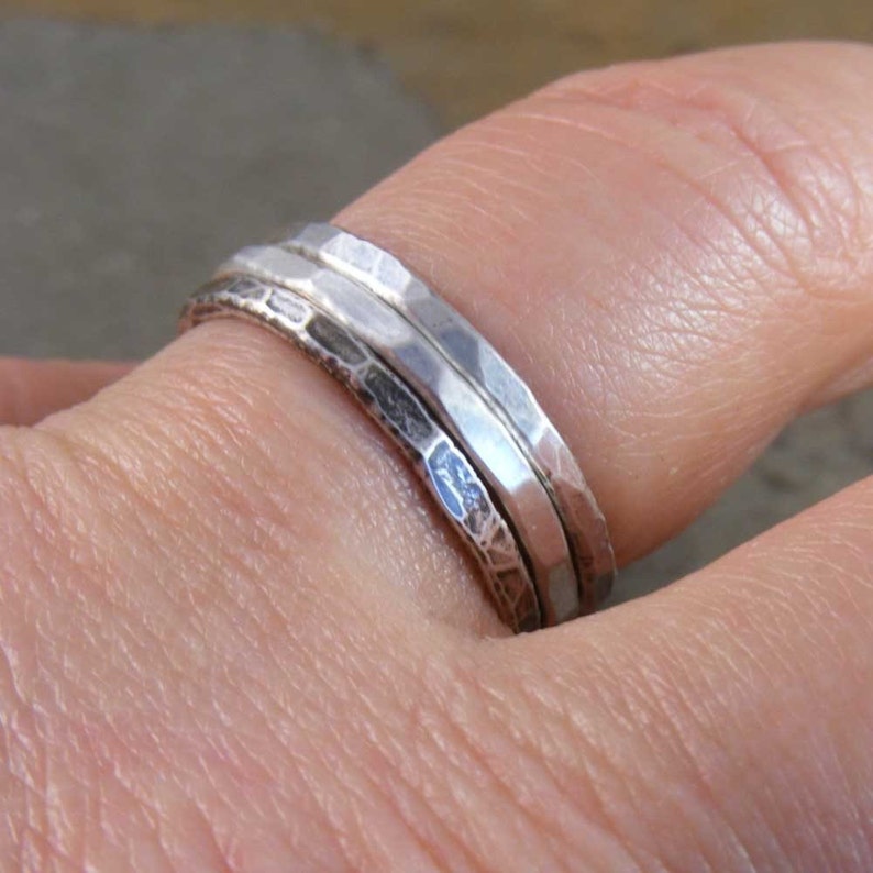 Fine Silver Stack Ring Set | Etsy
