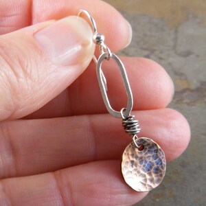 Organic Hammered Copper and Fine Silver Earrings image 5