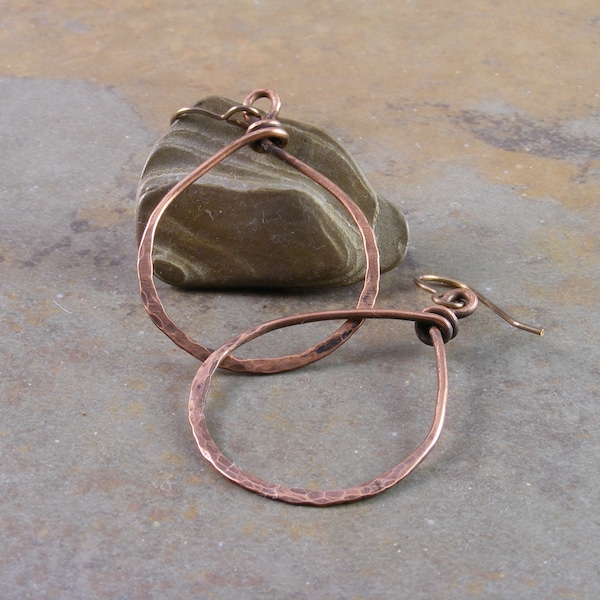 Organic Teardrop Copper Earrings