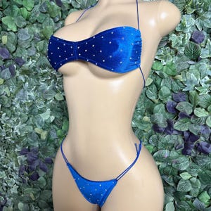 Conjunto de microkini bandeau de terciopelo deslumbrante Ropa de baile exótica