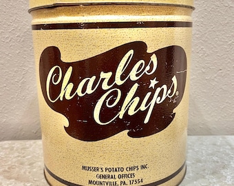 貴重！MUSSER'S POTATO CHIPS 缶アメリカンアンティーク Vintage Charles Chips 1lb Potato Chip Tin - Musser's Potato