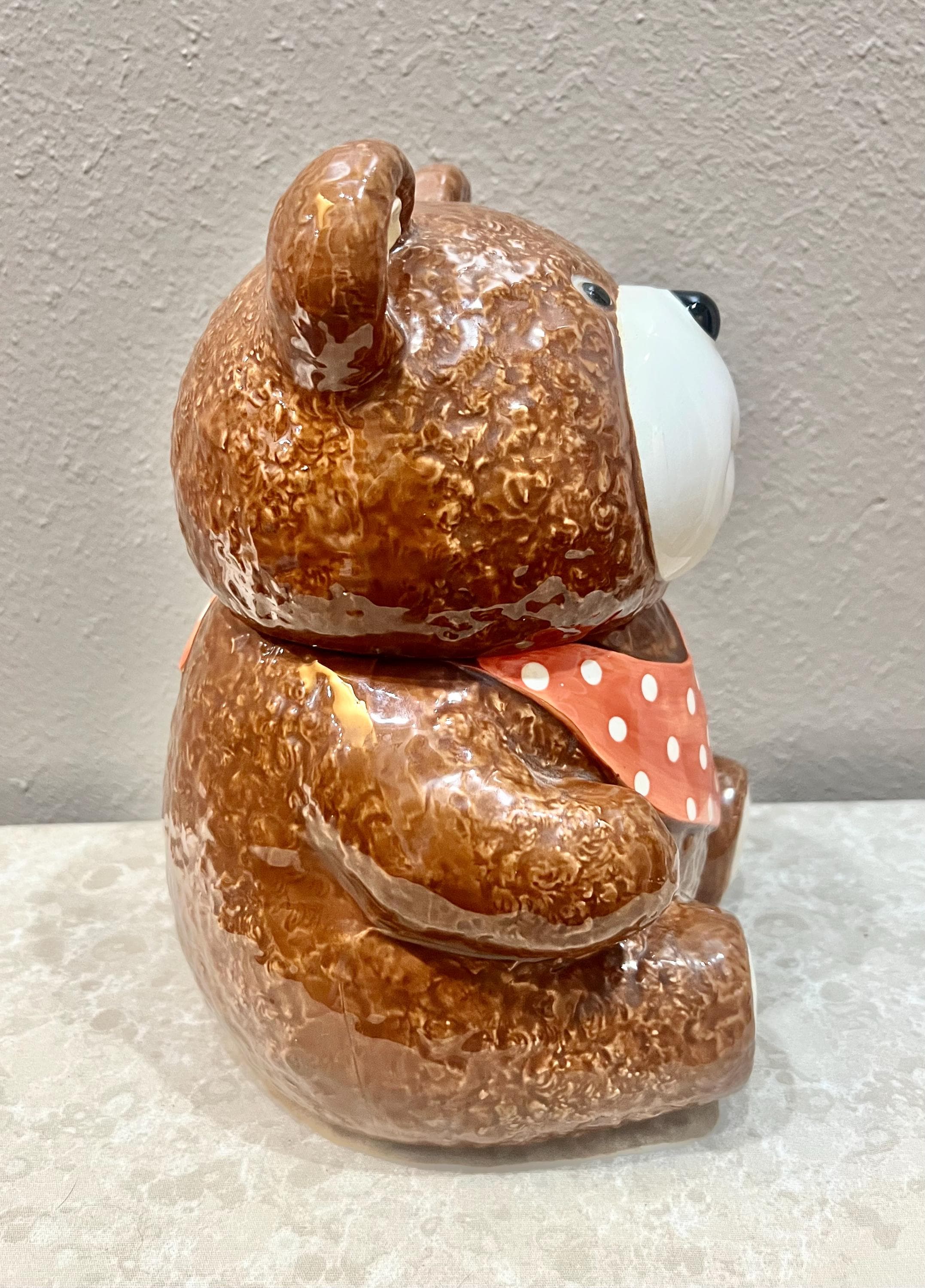 Vintage Otagiri Ceramic Teddy Bear Cookie Jar, Handpainted