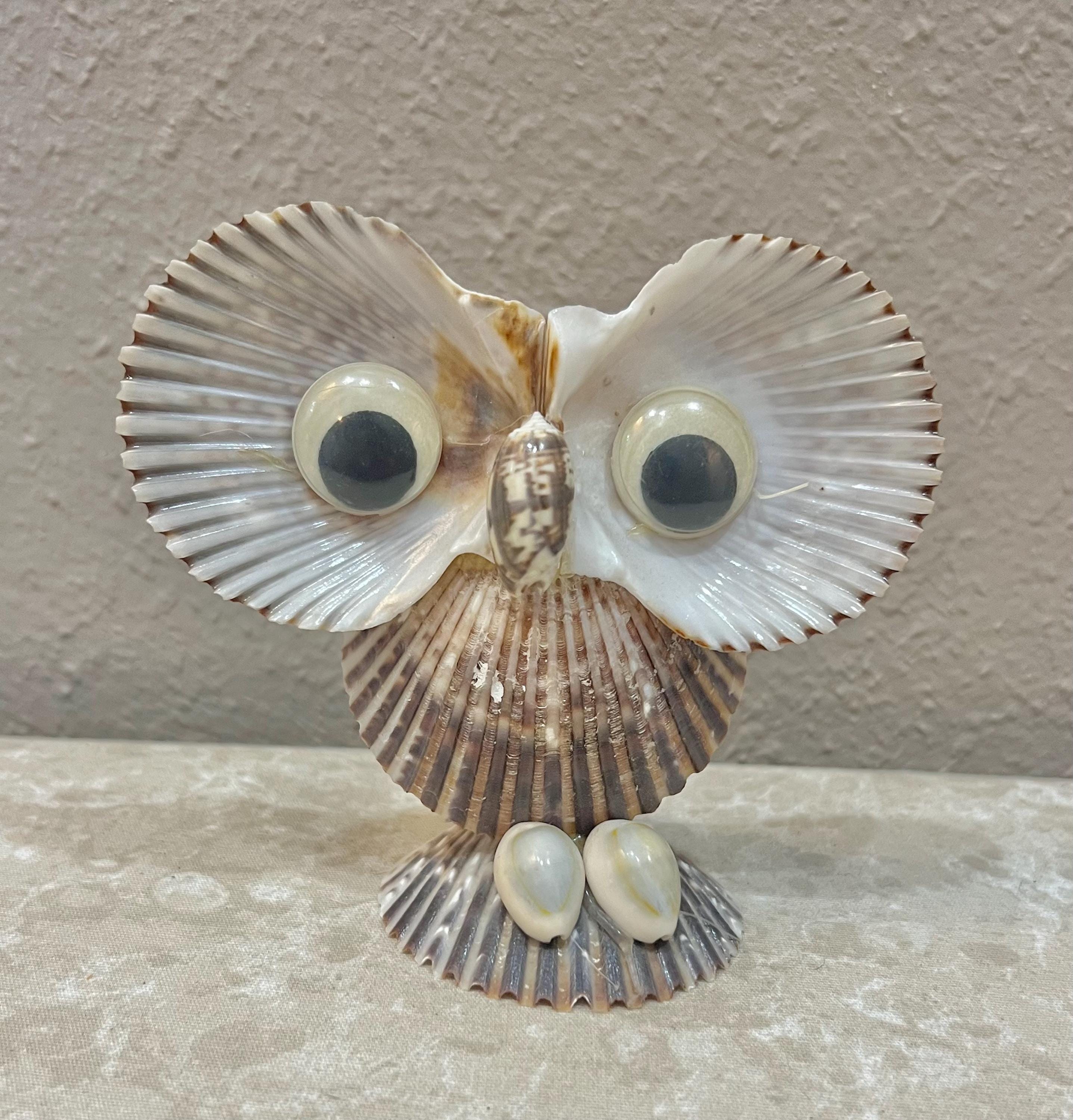 Shell Owl Vintage Handcrafted Sea Shell Owl Figurine: Coastal Decor - Etsy