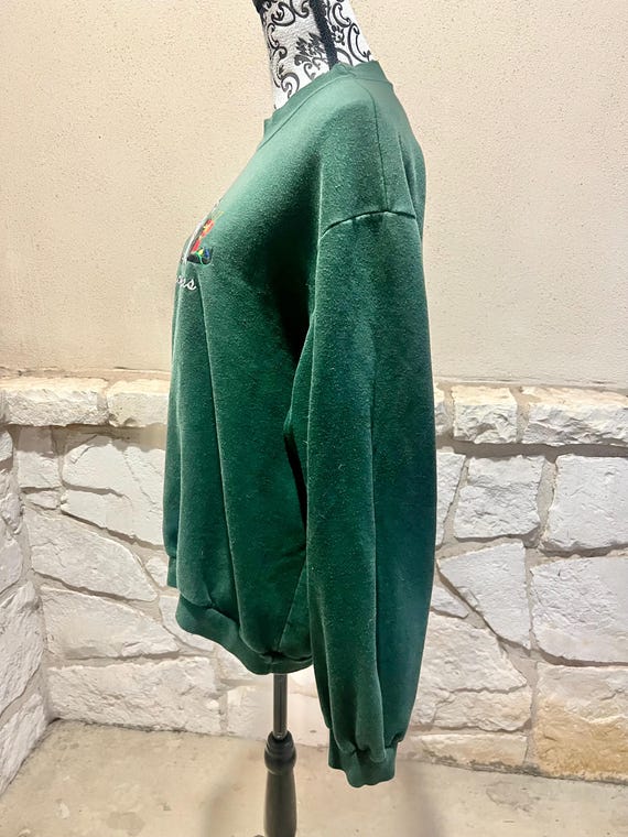 Vintage Dark Green Meowy Christmas Cat Sweatshirt… - image 6