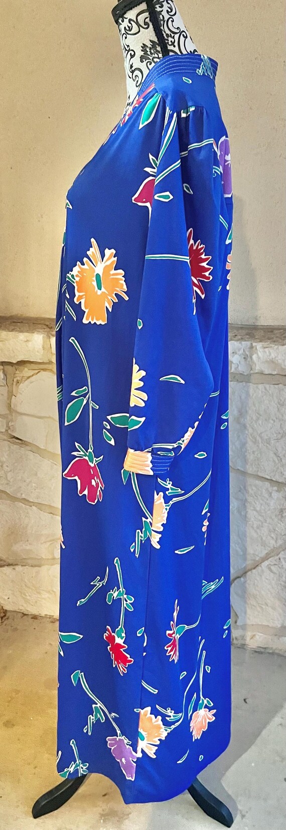 Vintage Floral Housedress: Blue Granada Zipper Lo… - image 6