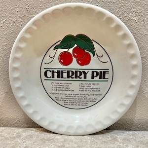 Vintage Ceramic Cherry Pie Dish. Recipe. Baker. Kitchen. Pie Plate. Shipping Included!