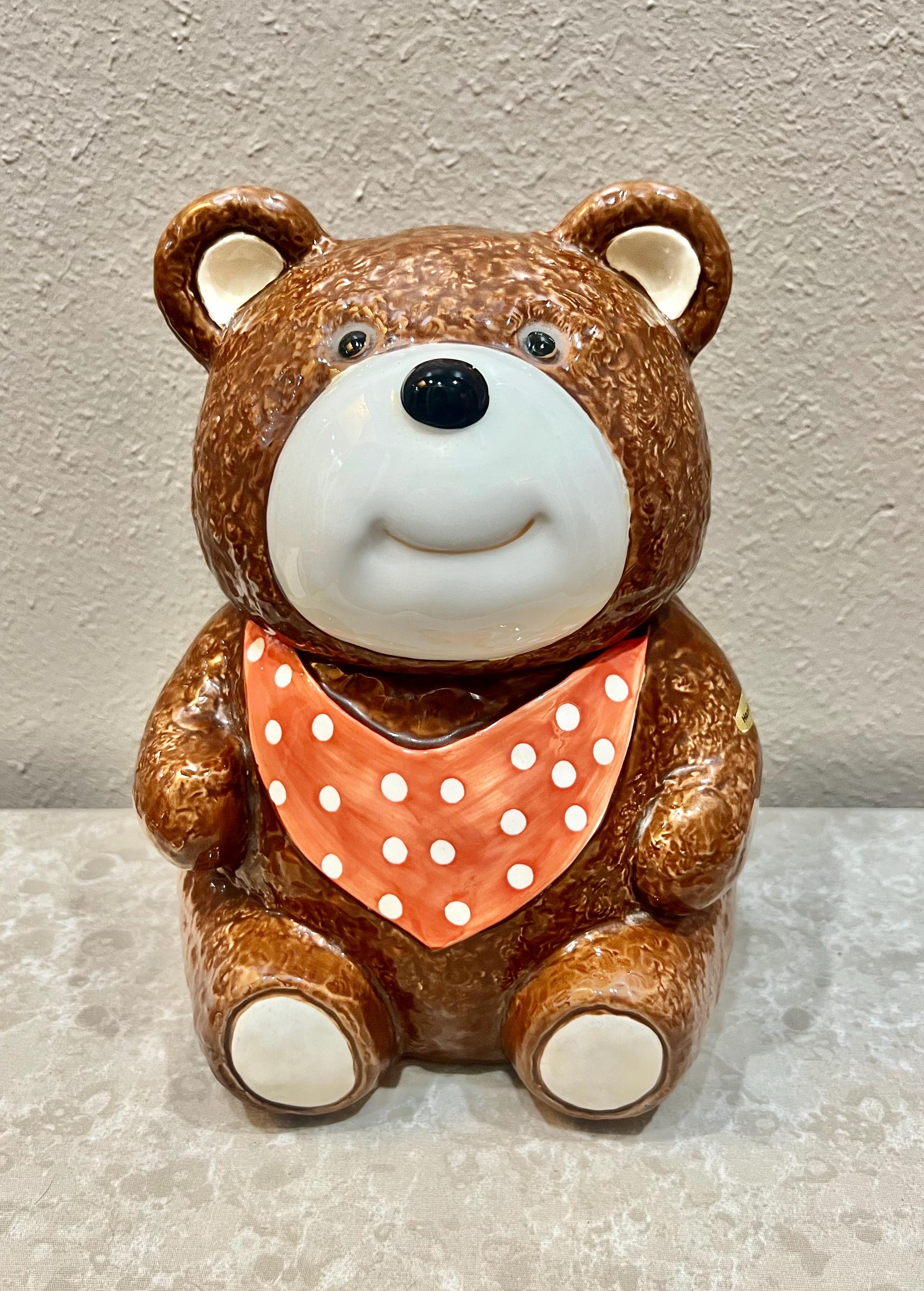 Vintage Otagiri Ceramic Teddy Bear Cookie Jar, Handpainted