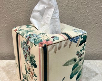 Vintage Croscill Floral Fabric Tissue Box Cover. Kleenex Cover. Price Includes Shipping!