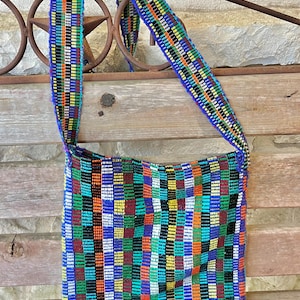 Vintage Handmade Peruvian Patterned Yarn Crossbody Purse/Bag. Textile. Shipping Included!