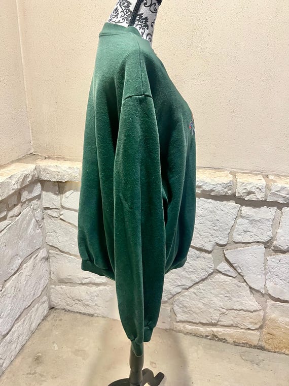 Vintage Dark Green Meowy Christmas Cat Sweatshirt… - image 4