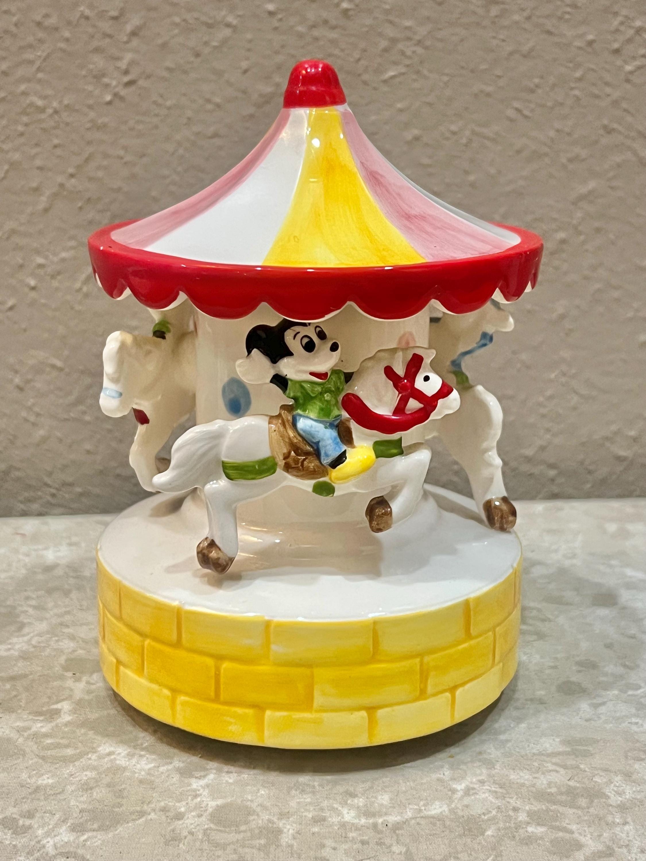 Vintage 1960-70s Disney Carousel Music Box. Mickey, Minnie, Donald