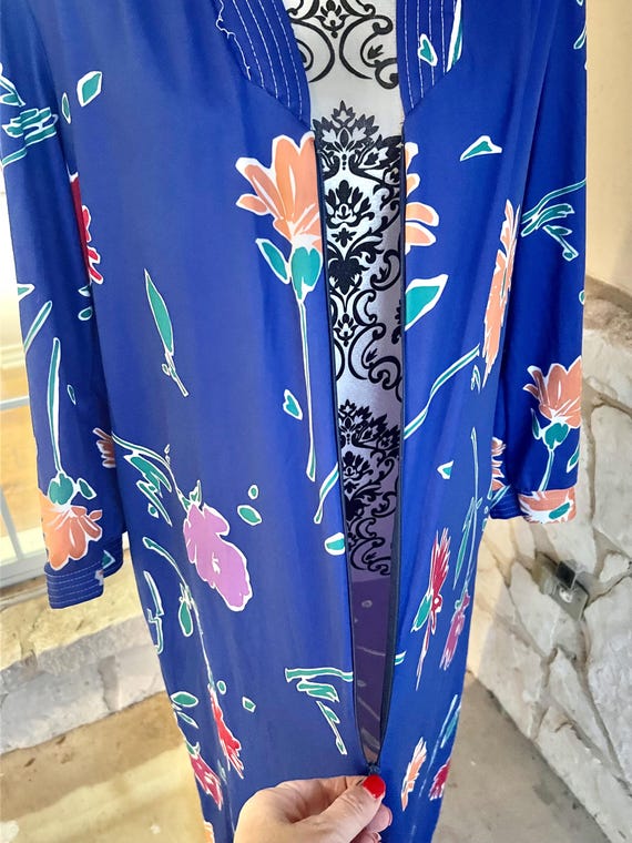 Vintage Floral Housedress: Blue Granada Zipper Lo… - image 7