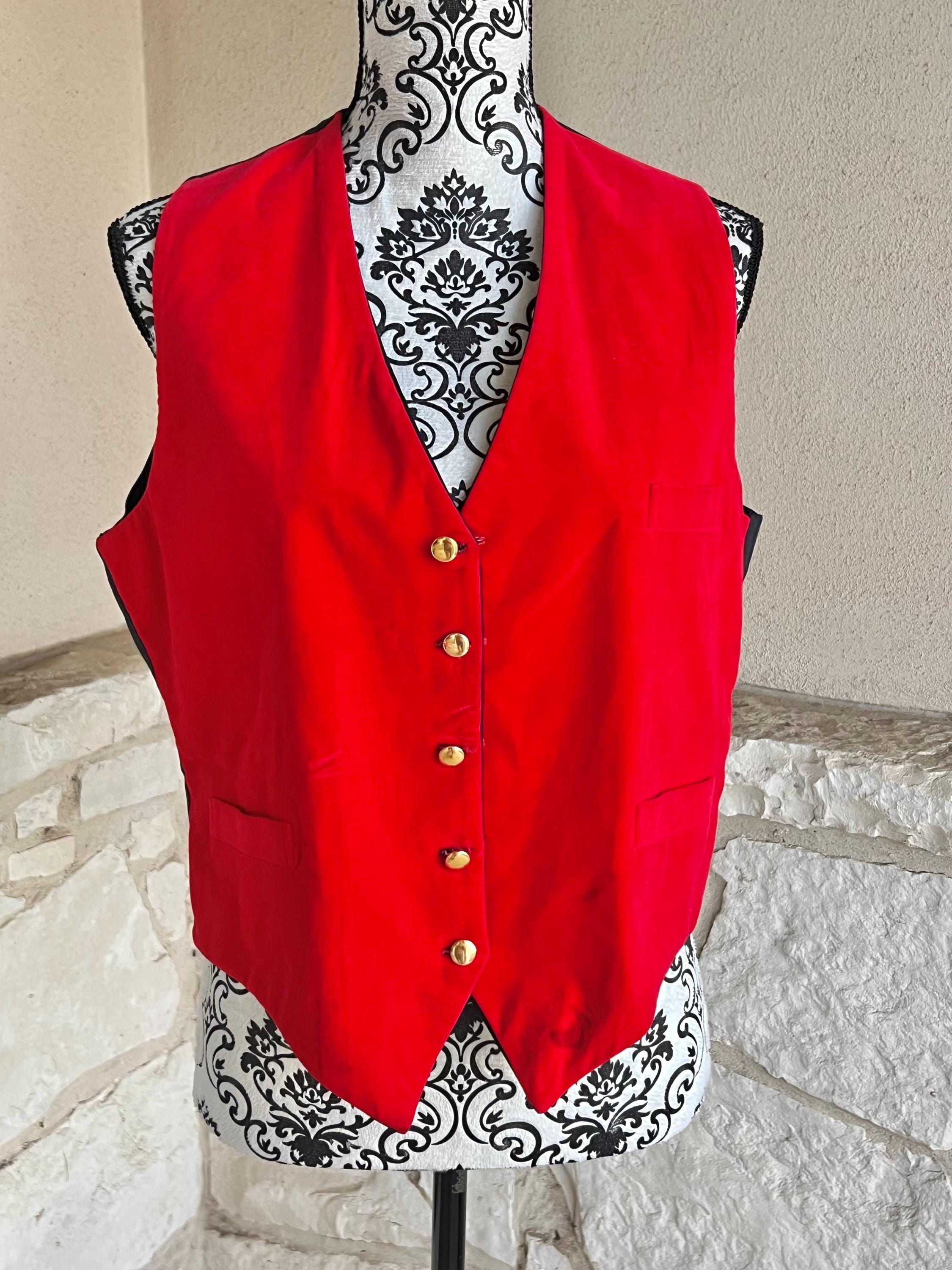 Vintage Men's Reversible Vest: Red Velvet, Gold Buttons - Etsy