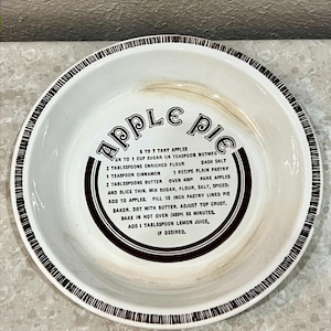 Vintage Ceramic Apple Pie Dish. Recipe. Baker. Kitchen. Pie Plate. Shipping Included!