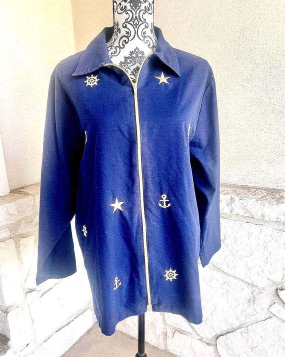 Vintage Bonworth Nautical Jacket: Embroidered Anchor, Ship Wheel