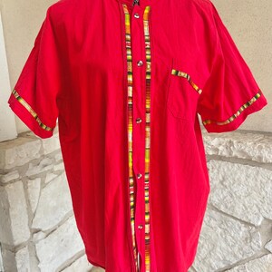Vintage Men’s Red Traditional Latin Button Down. Short Sleeved. Chest Pocket. Shipping Included!