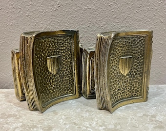 Vintage Pair of MCM Colonial Virginia Brass Book Shaped Bookends. Free Shipping!