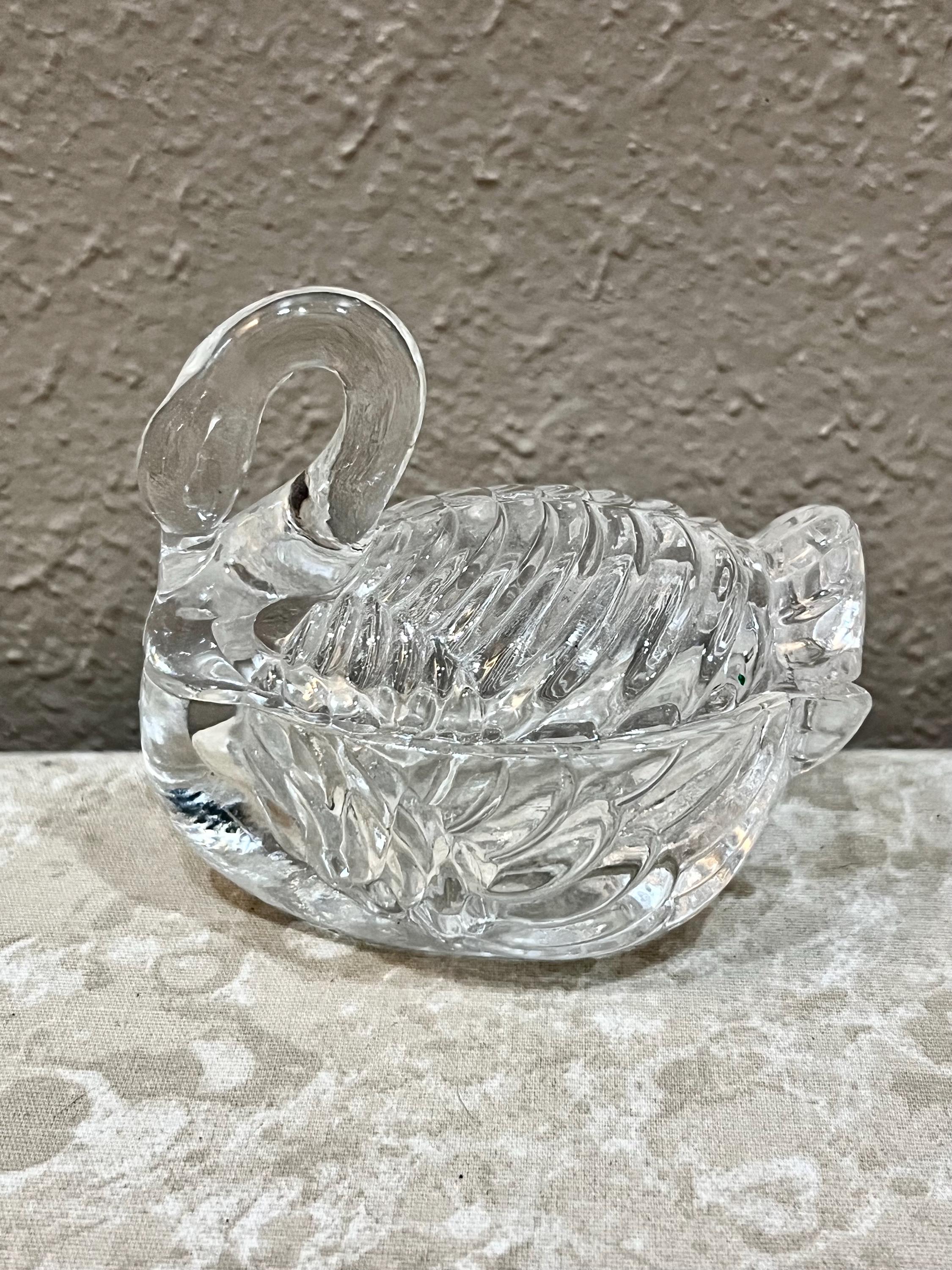 Vintage Glass Swan Trinket Box. Jewelry/Ring Box. Vanity. Bathroom. Bedroom. Shelf Decor. Price Includes Shipping!