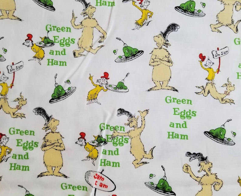 Green Eggs and Ham Reusable Fabric Face Covering with Filter Pocket