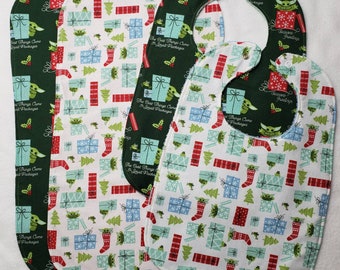 El bebé más lindo de la galaxia - Edición navideña / Paño eructador de algodón contorneado o babero para bebé