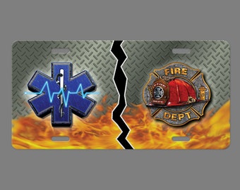 Firefighter/EMS License Plate, EMT/Paramedic License Plate, House Divided Plate, Novelty Car Plate