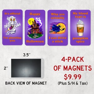 Halloween Theme Refrigerator Magnets (4 Pack)