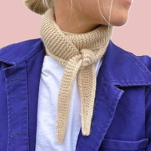 Instrukcja robienia szalika na drutach w formacie PDF, Szalik Sophie, Mini szalik odpowiedni dla początkujących, Szybki cienki szal, ściegiem niemieckim i angielskim, pojedynczy motek