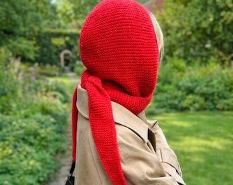 Hooded Scarf Knitting Pattern PDF; English, German, French