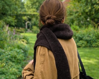 Hooded Scarf Knitting Pattern PDF; English, German, French