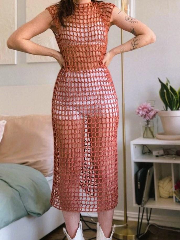 crochet fishnet dress pattern Mesh crochet dress