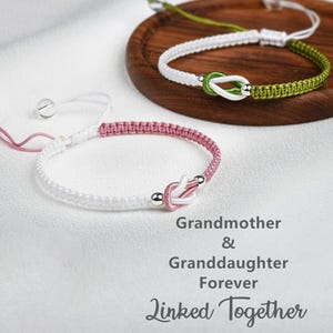 Grandmother Granddaughter Infinity Knot Bracelet: Braided Cotton Cord