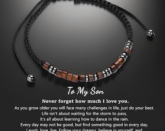 I Love You Morse Code Bracelet for Son: Gemstone Braided Wrap