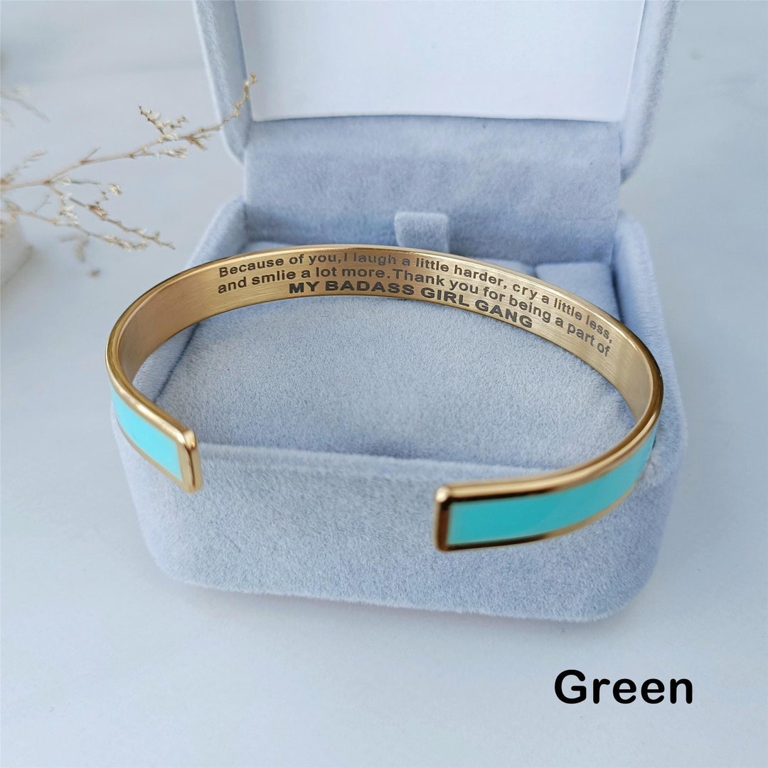 Badass Girl Gang Enamel Cuff Bangle: Stainless Steel Friendship