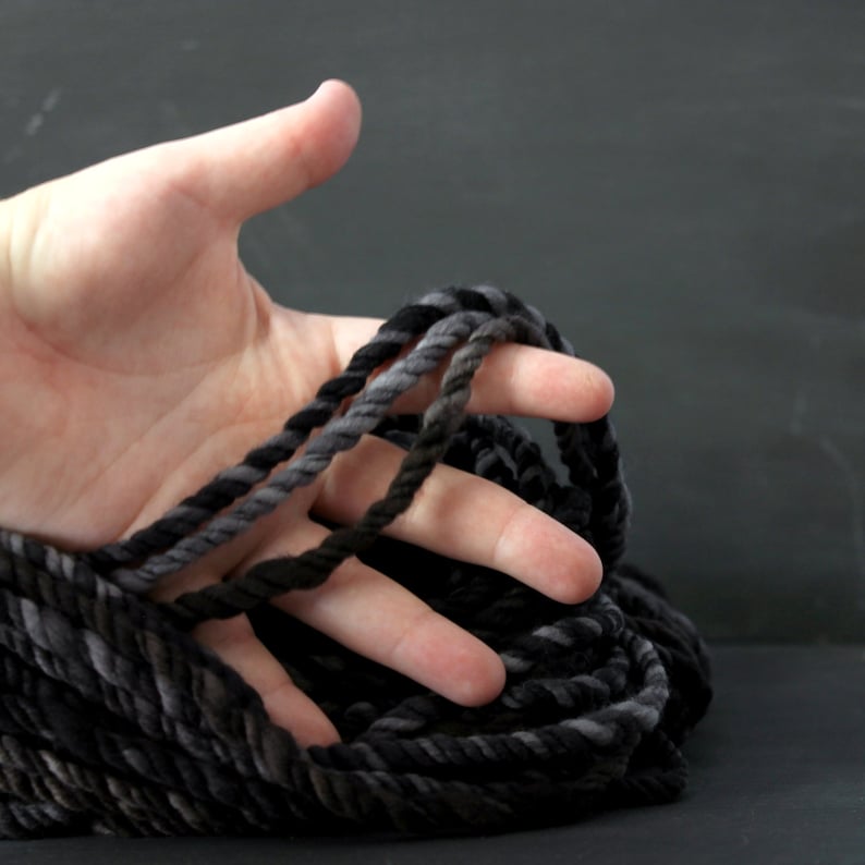 3ply Yarn Thick Black Yarn Handspun Art Yarn Wool Hand Spun Etsy