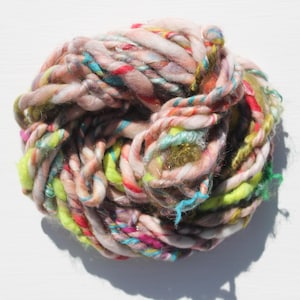 handspun art yarn, pink olive yarn, hand spun yarn, wool weaving yarn, silk scrap yarn .. mulled wine