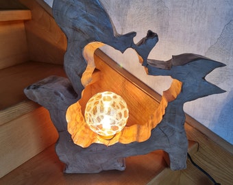 holle houten tafellamp kantoor woonkamer unieke lamp niet zweefde