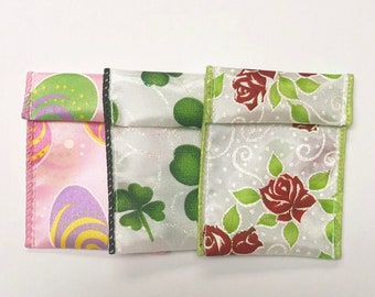 8 Jewelry Bead Pouches 2 x 3 Valentine's Day St Patrick's Day Shamrock Easter and 12 mini cards 2 x 3