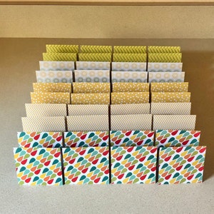 40 Mini Cards mustard yellow green - blank for thank you notes 3 x 3