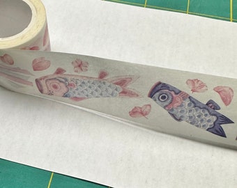 Washi masking tape Koi Flags partial roll approx 30 mm wide