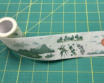 Washi masking tape Landscape trees flowers partial roll approx 45 mm wide
