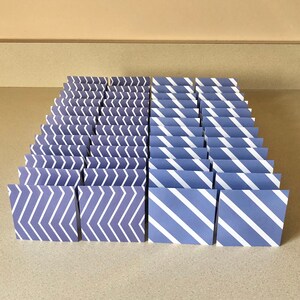 48 Mini Cards blue purple white stripe zig zag mix - blank for thank you notes 3 x 3