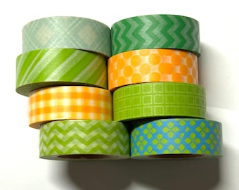 Washi tape 8 orange green blue mix pack Recollections brand 15 mm wide